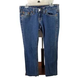 True Religion Johnny Blue Denim Jeans Raw Hem USA Made 29
